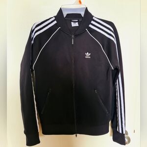 New - Adidas Black Trefoil Track Jacket with White Stripes
